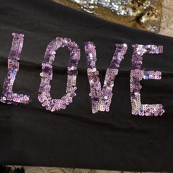 Vintage VS pink black bootcut sweatpants sequin rhinestone bling medium - Picture 7 of 10